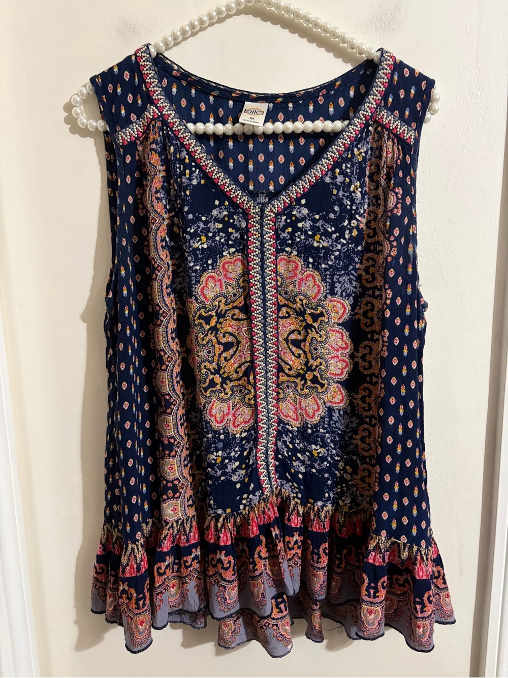 Bila Navy Multicolor Paisley Sleeveless Tank